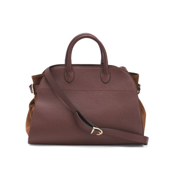 DIVINA FIRENZE Bruciato Made In Italy Leather Gusset Satchel